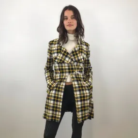 1970s Tuxedo Style Checkered Coat S