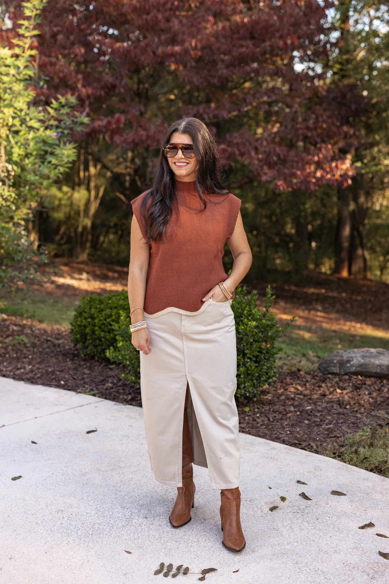 Autumn Glow Brown Ribbed Sweater