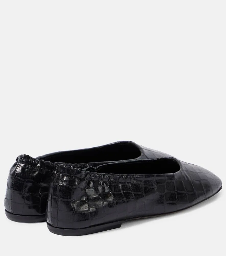Dries Van Noten Croc-effect leather ballet flats