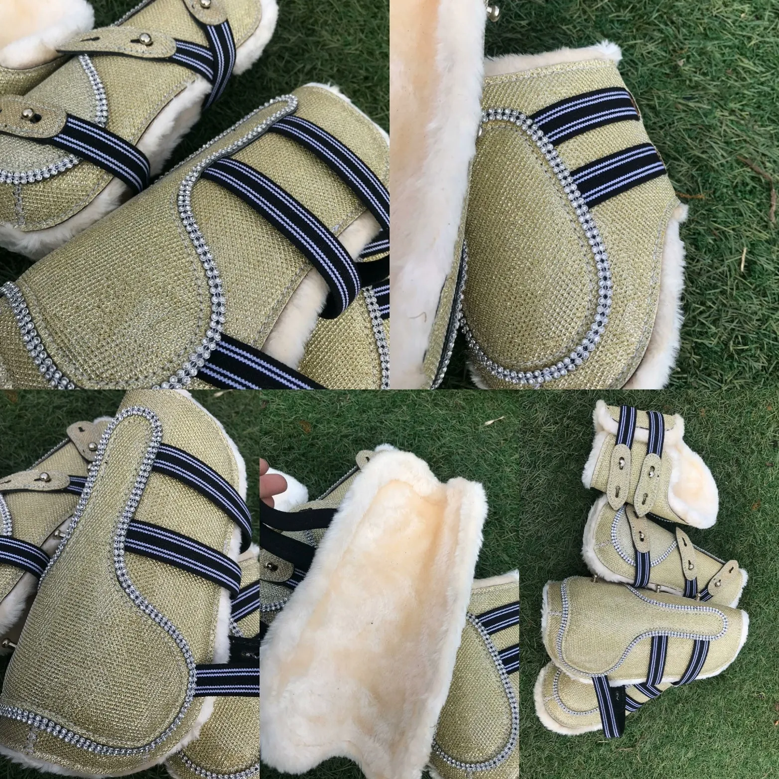 Gold glitter deluxe crystal tendon and fetlock boots all sizes available 

FREE POSTAGE