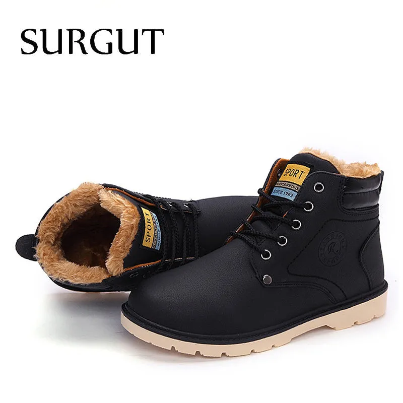 Hot Newest Keep Warm Men Winter Boots High Quality pu Leather Casual Boots Working Fahsion Boots Essential Shoes